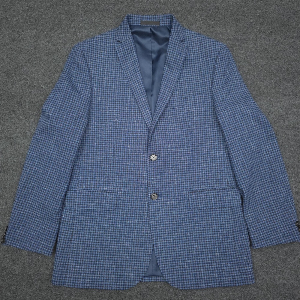 Ralph Lauren Black Label Mens 20R Two Button Blue Plaid Sport Coat Blazer Jacket